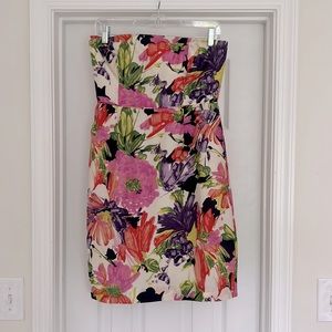 Beautiful silk strapless J. Crew dress in floral print